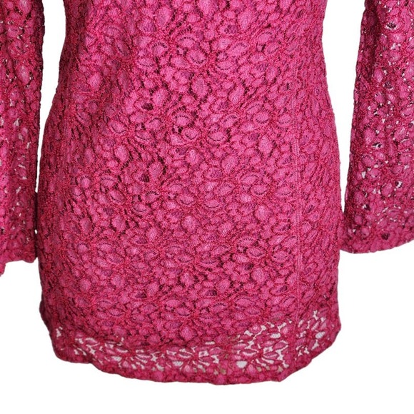 Talula Lace Long Sleeve Mini Dress Women's Size 8 Burgundy Red - Picture 3 of 11